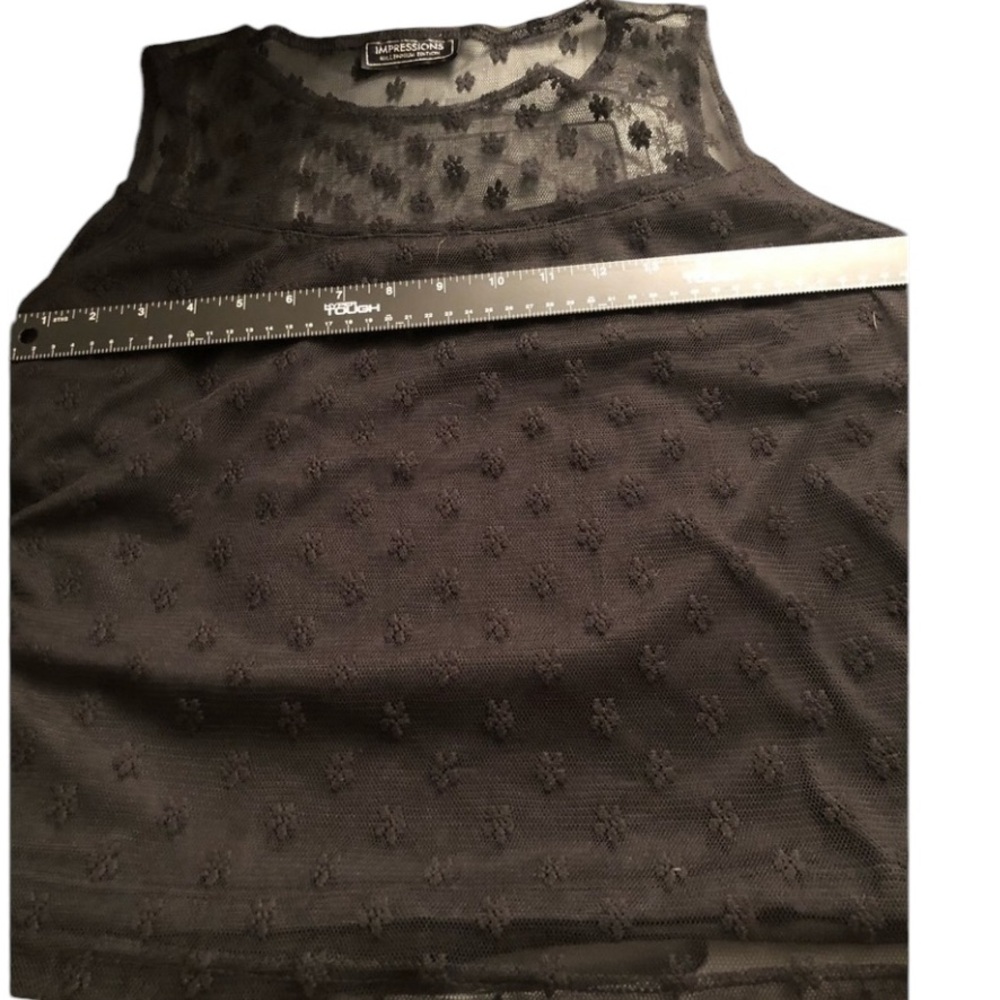 Impressions size large black semi sheer lace tank top with scoop neck